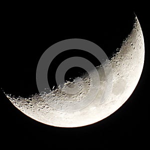 Waxing Crescent Moon closeup February 14, 2024 on Valentines Day