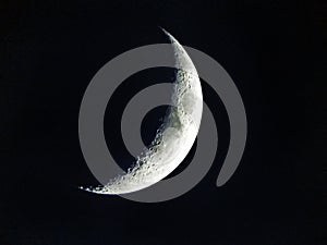 Waxing Crescent Moon with craters