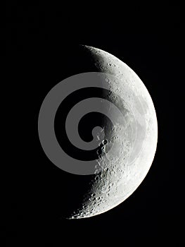 Waxing Crescent Moon showing 28 percent illuminated