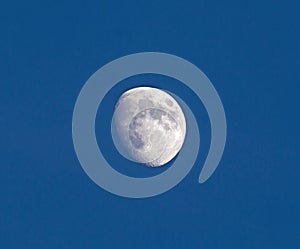 Waxing Gibbous Moon in Blue Sky