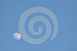 Waxing Gibbous Moon during the day on a bright blue sky