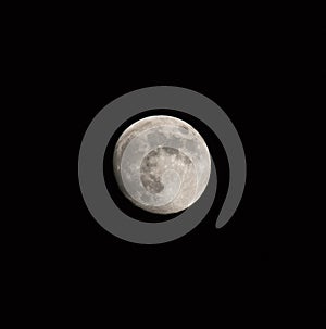 Waxing Gibbous Moon Isolated on Black Background