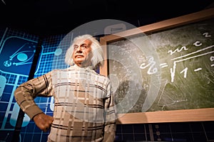 Waxwork of Albert Einstein on display