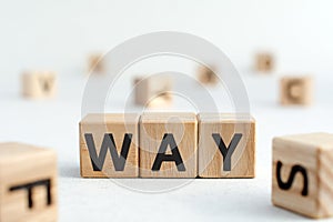 way - acronym from wooden blocks with letters