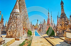 The way through the ancient stupas, Kakku Pagodas, Myanmar