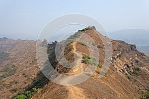 Way of Chilkhati buruj from top fort, Rajgad fort, Pune, Maharashtra