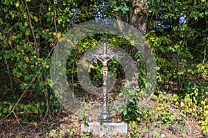 Way cross in the Bavarian Forest near Grafenau, Germany