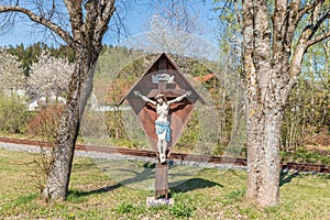 Way cross at a hiking trail in Bavaria, Germany