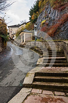 Way of the Cross up Kapuzinerberg with stations depicting Passions of Christ, Salzburg, Austria