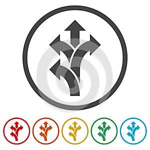 Way direction arrows ring icon, color set