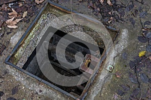Way down into a Sewage Manhole