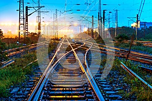 The way forward railway in the dusk