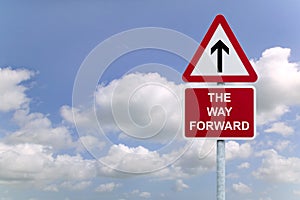 The Way forward signpost in the sky photo