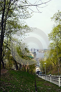 The way of the funicular in the park