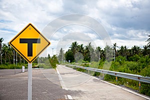 3-Way Intersection sign.Three separate signs .Traffic Signs