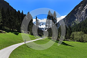 Way through mountain landscape in Stillup Valley Austria Tyrol