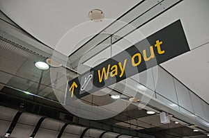 Way out emergency evacuation exit sign arrow direction