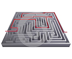 Way pass intricacy labyrinth isometric maze background 3d design template vector illustration