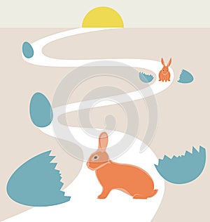 Way of rabbits hatched from the egg to the sun