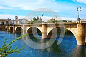 Way of Saint James in Logrono bridge Ebro river