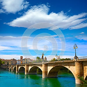 Way of Saint James in Logrono bridge Ebro river