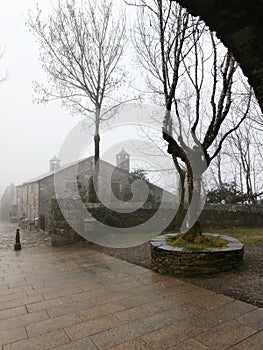 Way of St. James Camino de Santiago entering in Galicia, in O Cebreiro.