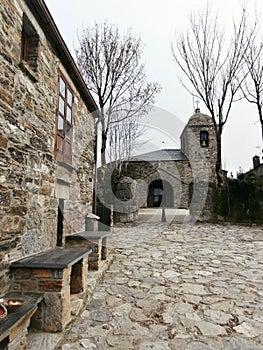 Way of St. James Camino de Santiago entering in Galicia, in O Cebreiro.