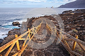 Way to beach Playa Charco los Sargos at El Hierro, Canary Islands photo