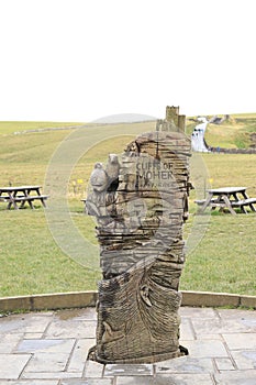 Way to Cliffs of Moher - wood carving - Northern Ireland - Irish travel - popular tourist attraction