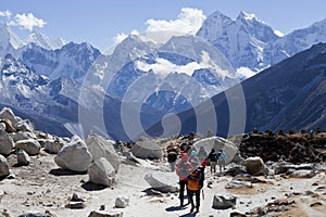 Way to Everest base camp, Khumbu valley, Sagarmatha national park, Nepalese himalayas