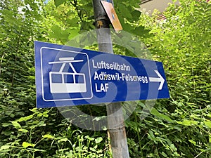 Way to Felsenegg, Switzerland, cable car indication photo