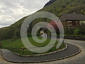 the way to the mountain and landscape of Liechtenstein