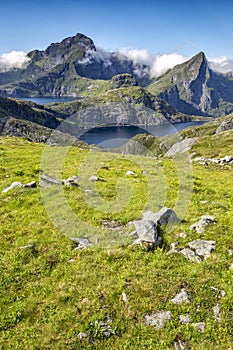 On the way to Munkan mountain in Lofoten islands, Norway