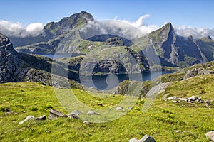 On the way to Munkan mountain in Lofoten islands, Norway