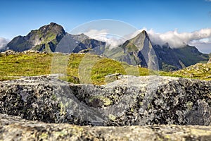 On the way to Munkan mountain in Lofoten islands, Norway