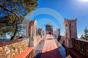 Way to the orthodox church at the hill Panayia Sto Throni over the famous Kykkos monastery, Cyprus