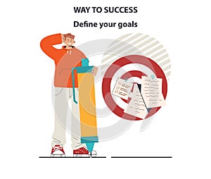 Way to success. Define your goals for professional or personal development.