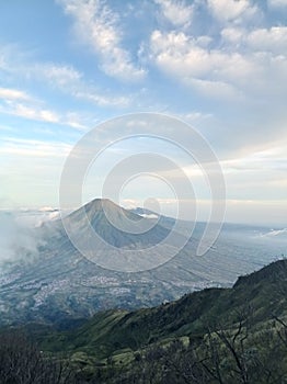 On the way to summit at Sumbing Mountain view