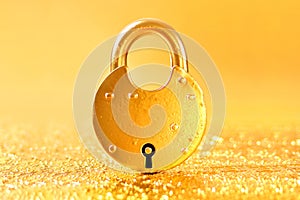 Way to Wealth concept with golden padlock