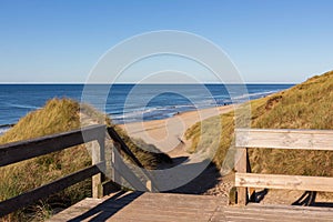 Way of wooden planks leading to the beach of Sylt