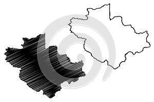 Wayanad district Kerala State, Republic of India map vector illustration, scribble sketch Wayanad map