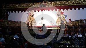 Wayang kulit,shadow puppet show at the art stage. Yogyakarta - Indonesia, December 27,2023