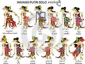 Wayang Putri Solo, Female And Ladies  Characters, Indonesian Traditional Shadow Puppet