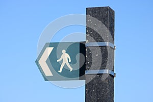 Waymarker sign on post for a footpath