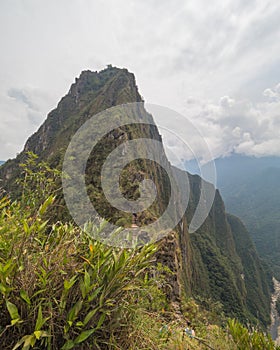 Waynapicchu mountain in the andes in Peru close to machu picchu