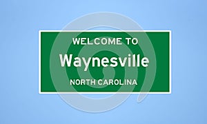 Waynesville, North Carolina city limit sign. Town sign from the USA.