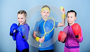 Ways to help kids find sport they enjoy. Friends ready for sport training. Sporty siblings. Child might excel completely