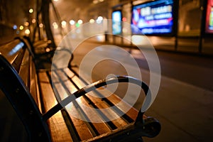 Wayside bench at midnight