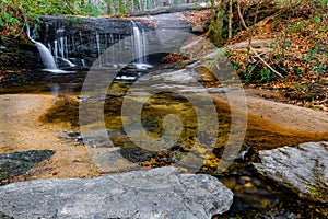 Wayside Park middle falls flow gently in spring near Greenville