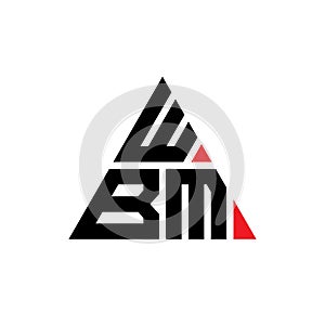 WBM triangle letter logo design with triangle shape. WBM triangle logo design monogram. WBM triangle vector logo template with red